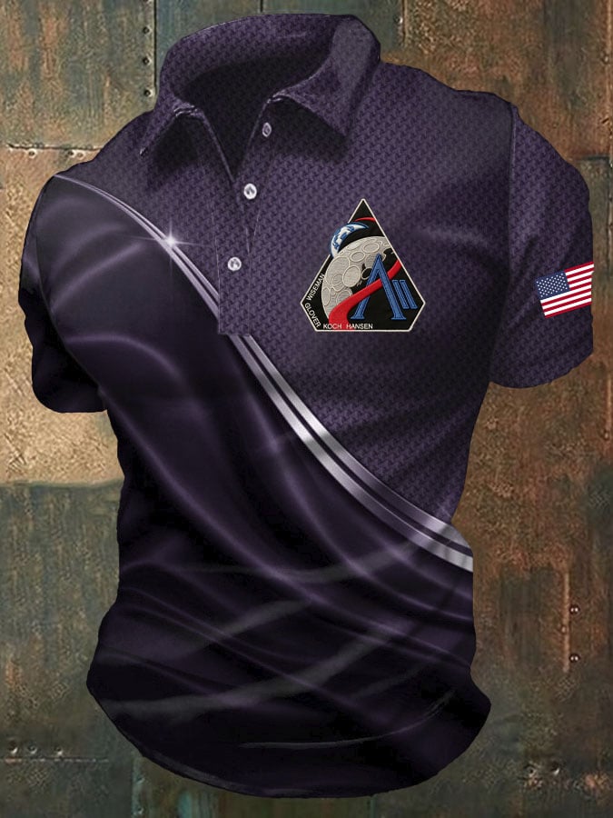 Camisa polo estampado de manga corta para hombre