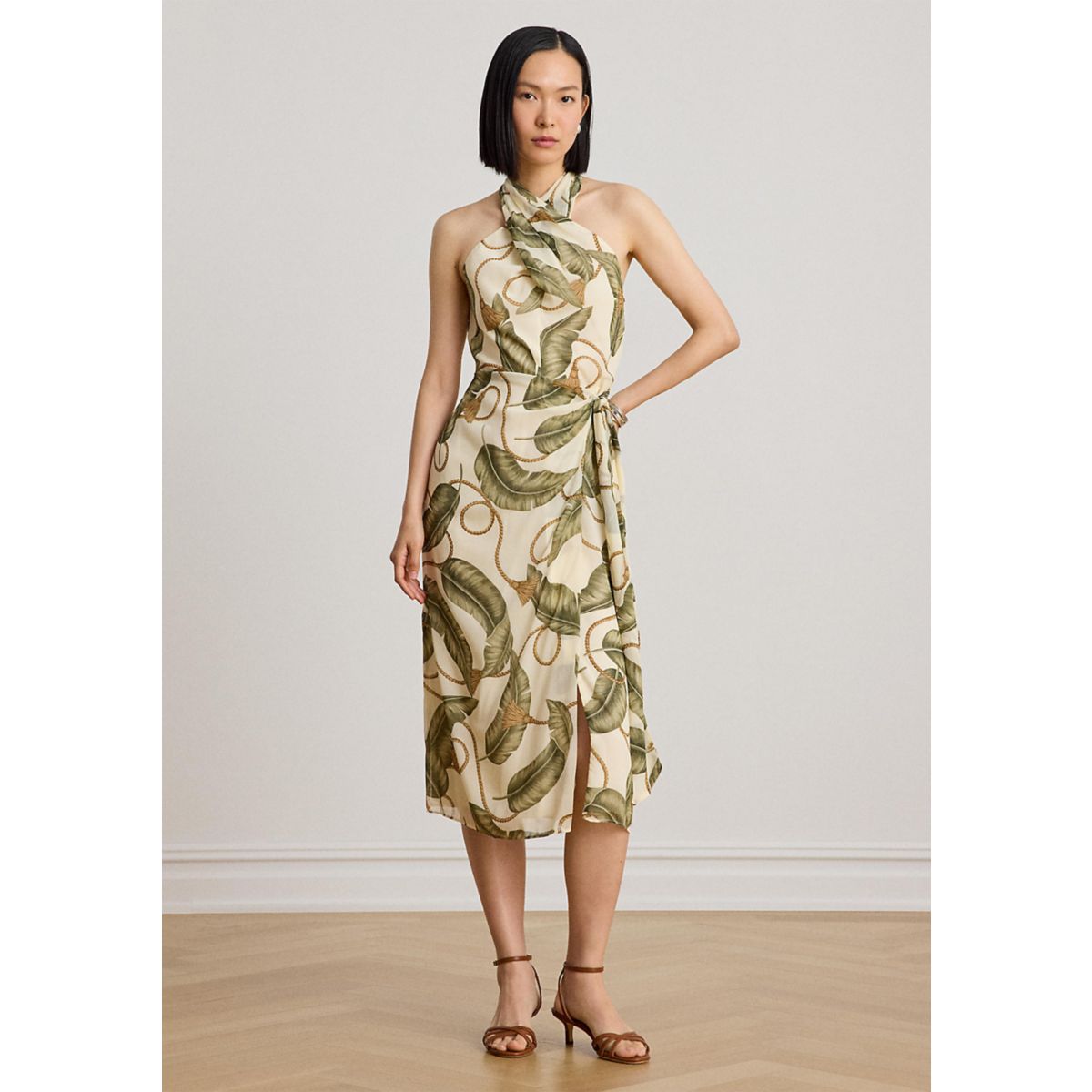 Women's Rope-Print Georgette Halter Midi Dress - 1