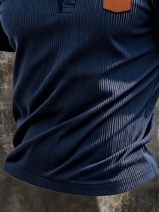 Camiseta retro acanalado texturizado elástico Henry para hombre