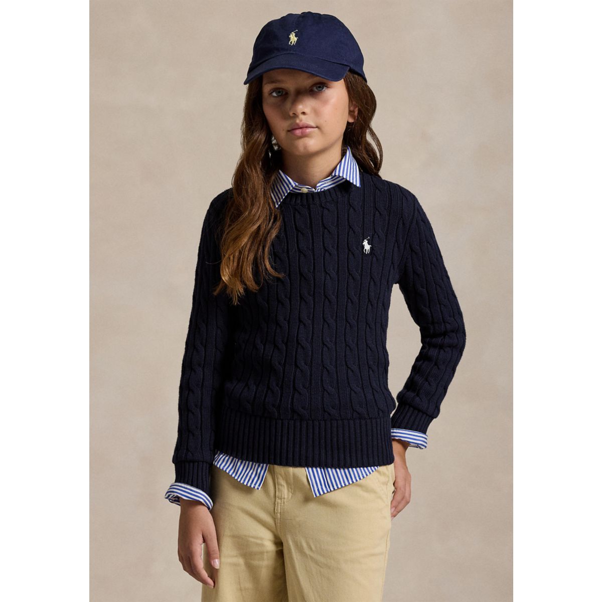 Girls 7-16 Cable-Knit Cotton Sweater - 7