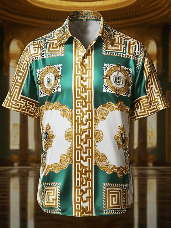Camisa ejecutivo Luxe estampado de manga corta para hombre