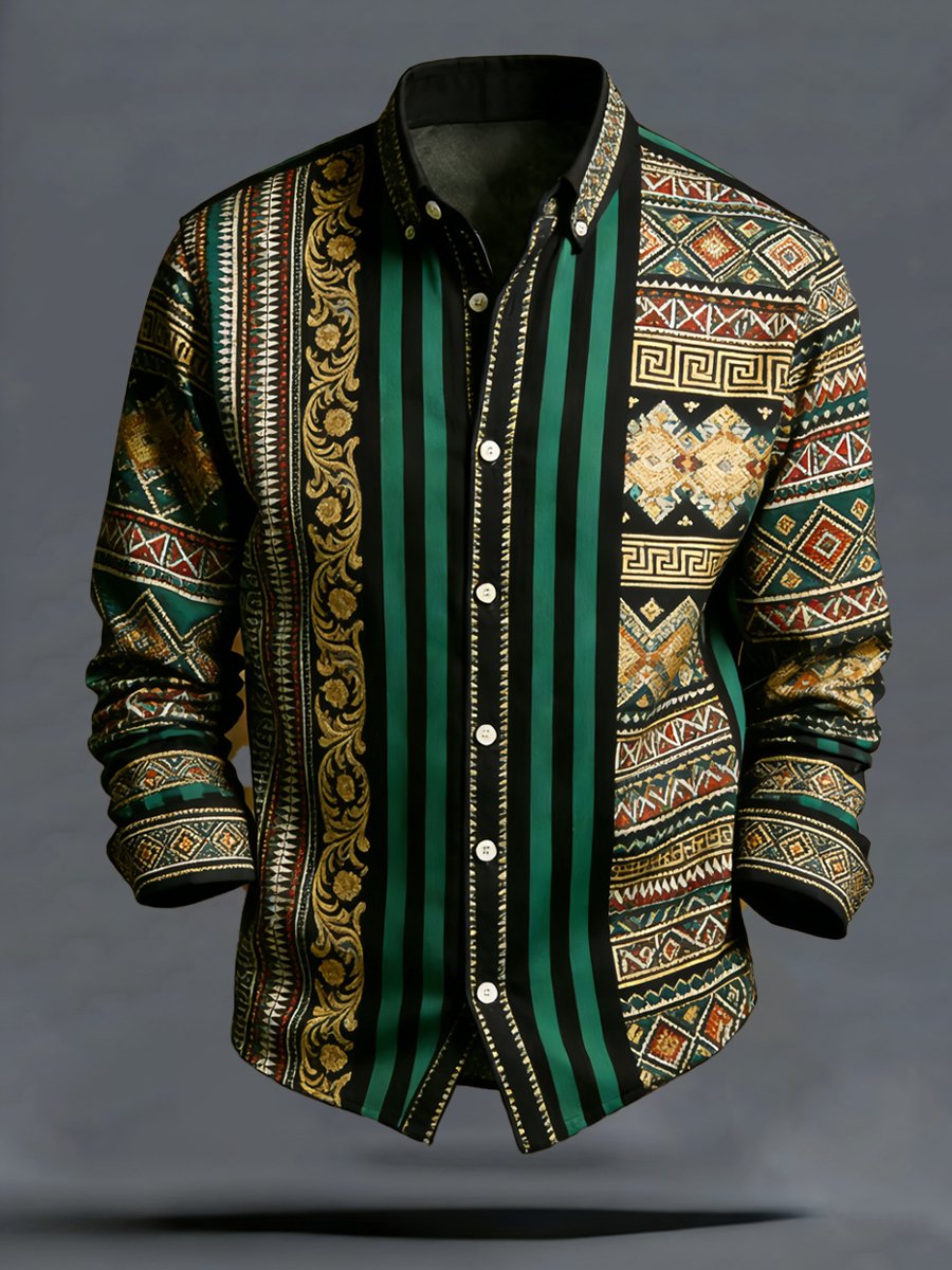 Camisa vintage floral and a rayas para hombre