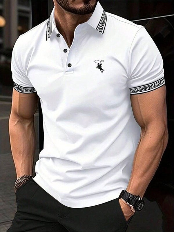 Camisa polo ejecutivo Logo con botones de manga corta para hombre