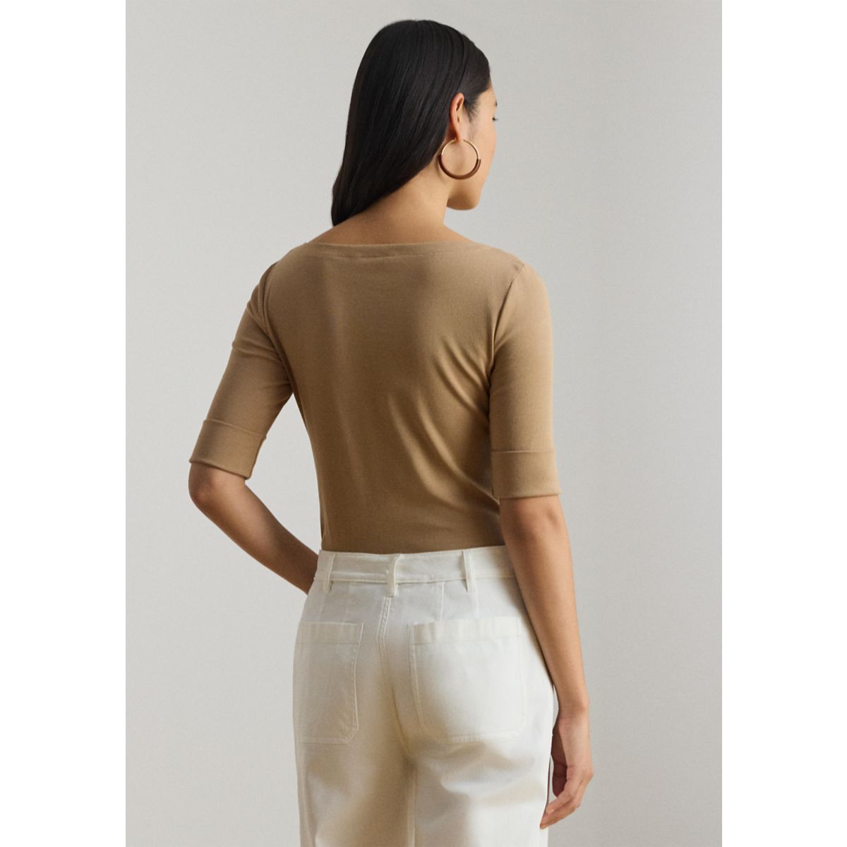 Women's Stretch Cotton Boat Neck T-Shirt - 2