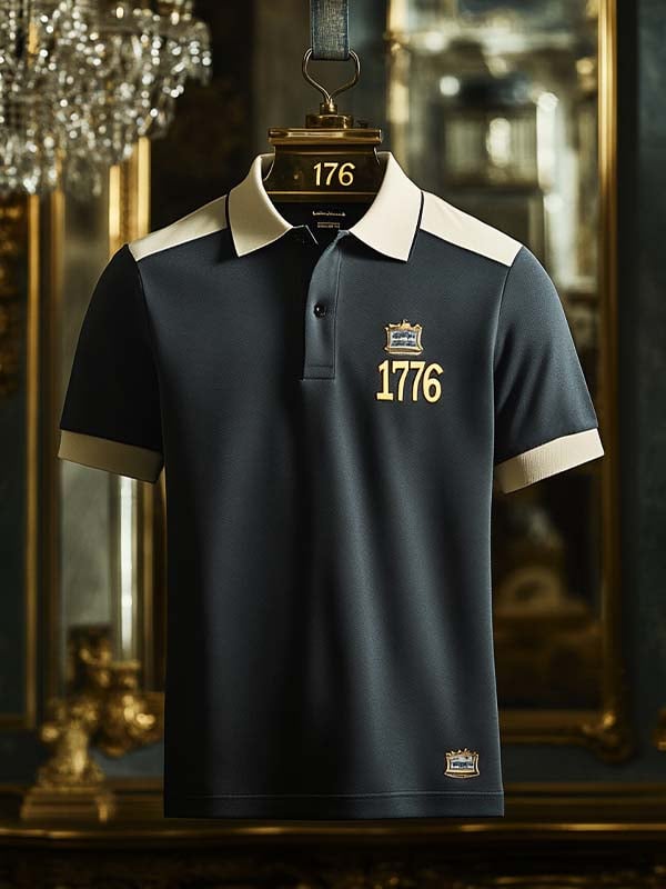Camisa polo ejecutivo casual 1776 Button de manga corta para hombre