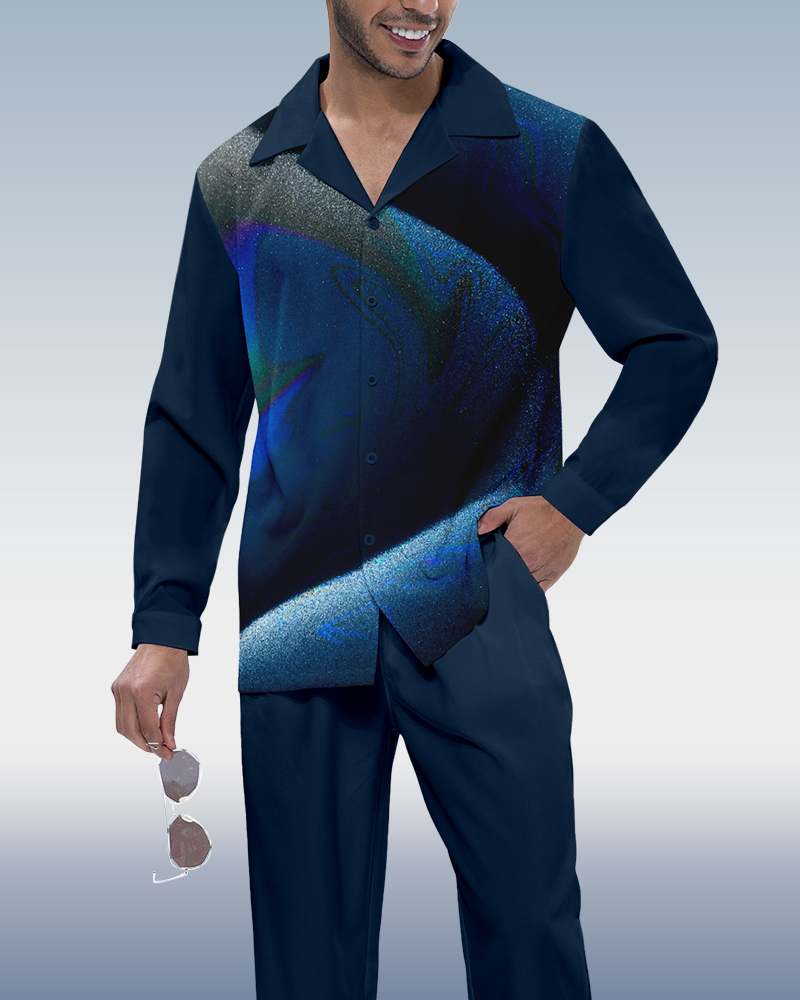 Camisa Gradient estampado de manga larga Walking Suit 328 para hombre
