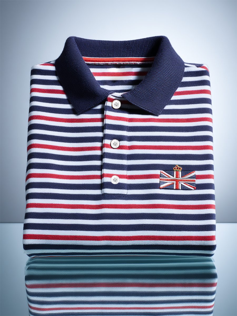 Camisa polo ejecutivo casual Union Jack Button de manga corta para hombre