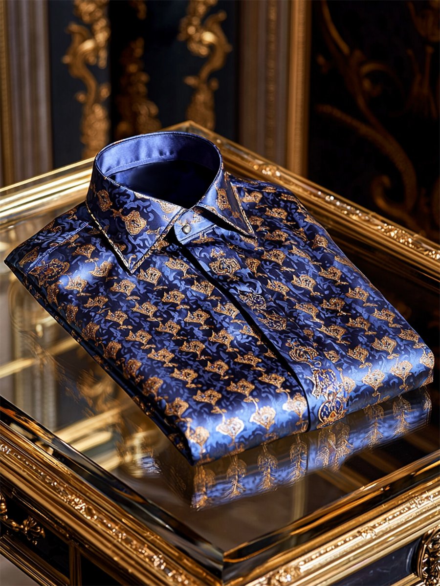 Camisa satén Luxe de manga larga con botones para hombre