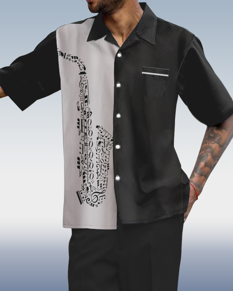 Black Music estampado de manga corta Walking Suit