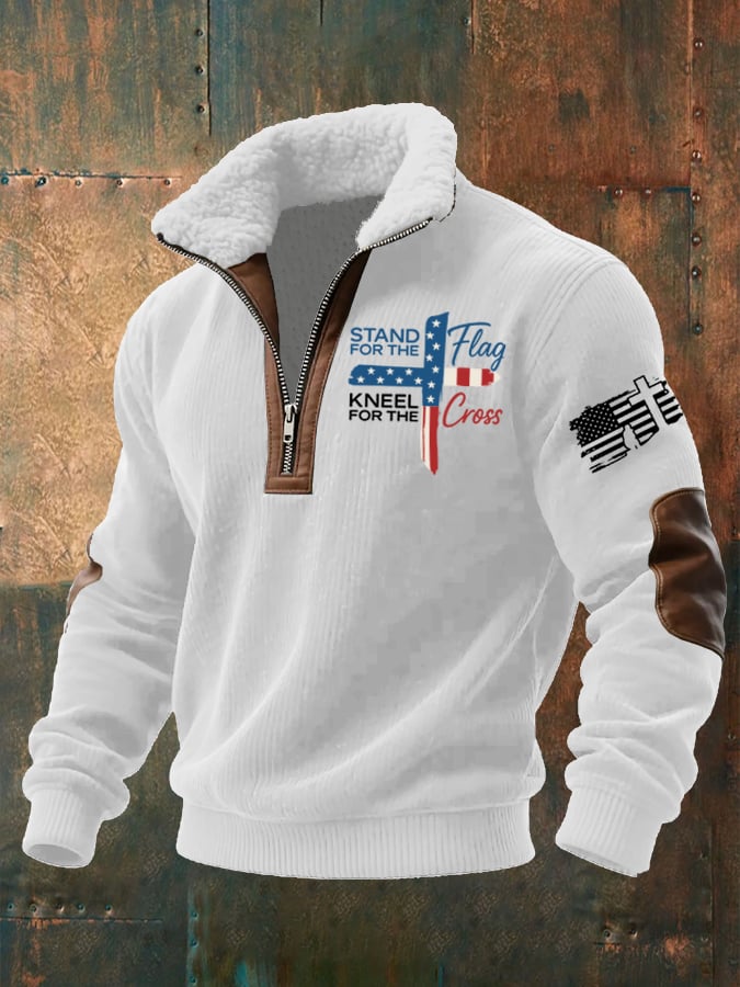 Sudadera I Stand For The Flag I Kneel for The Cross Faith estampado con gorrasucha para hombre