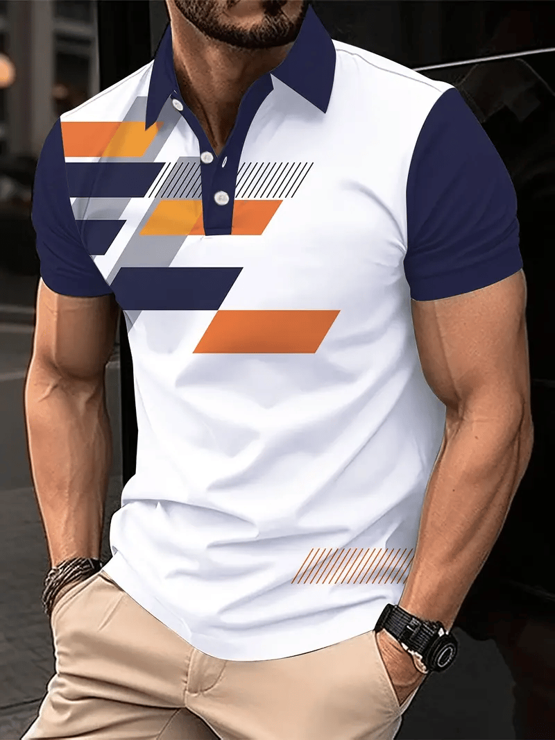 Camisa polo ejecutivo casual a rayas para hombre