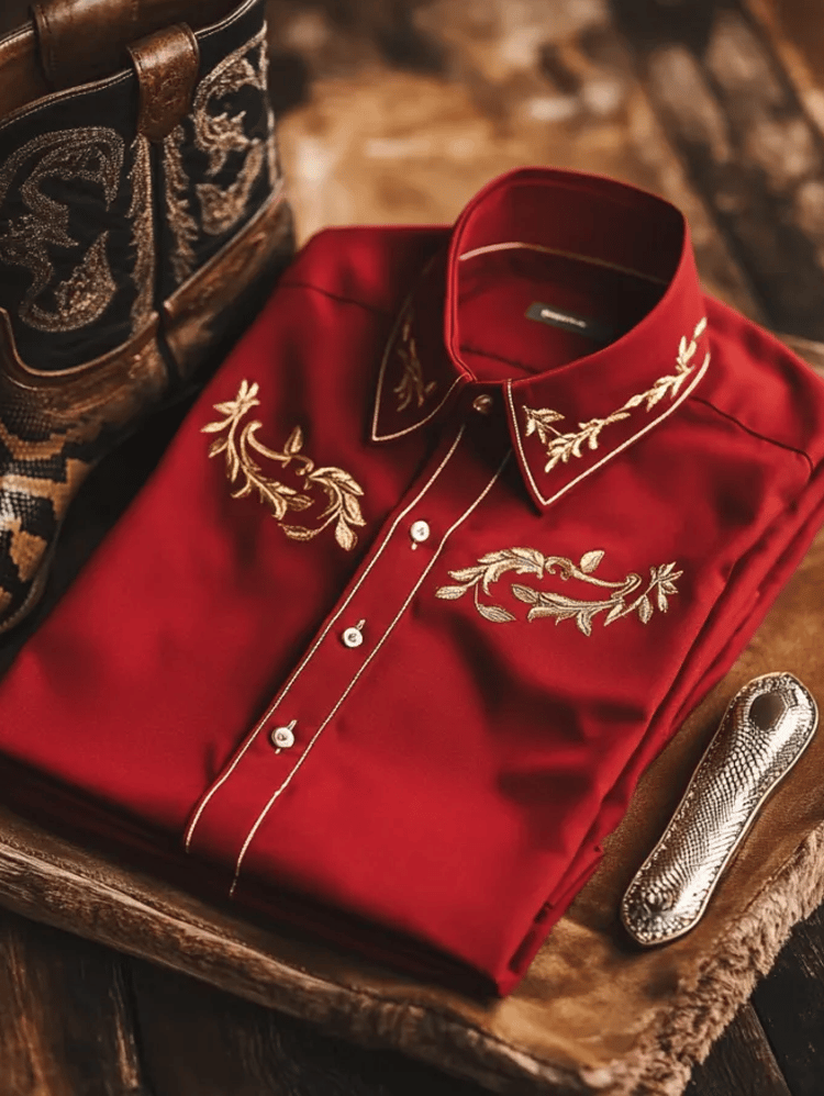 Camisa Red de lujo de manga larga para hombre