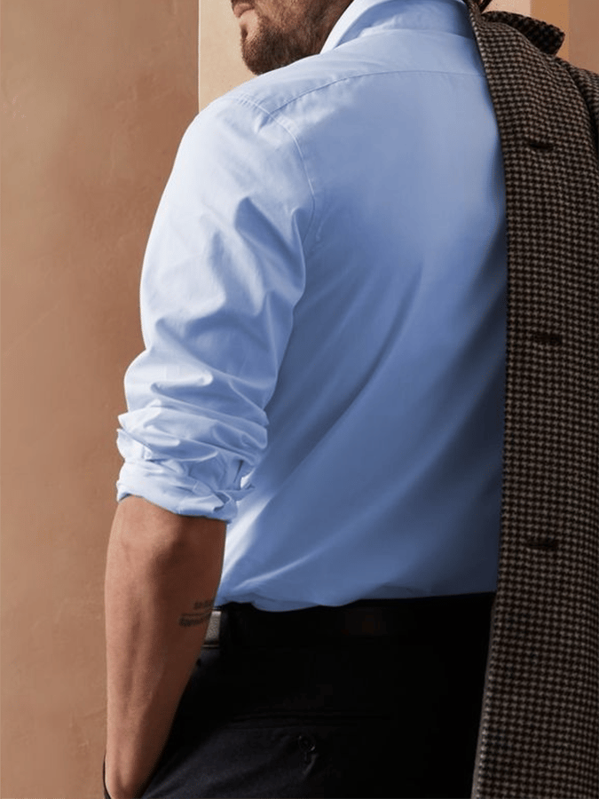 Camisa de color sólido Design ejecutivo casual para hombre