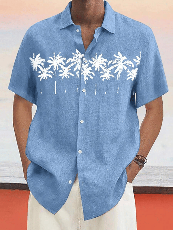 Camisa retro Hawaiian Vacation de manga corta para hombre