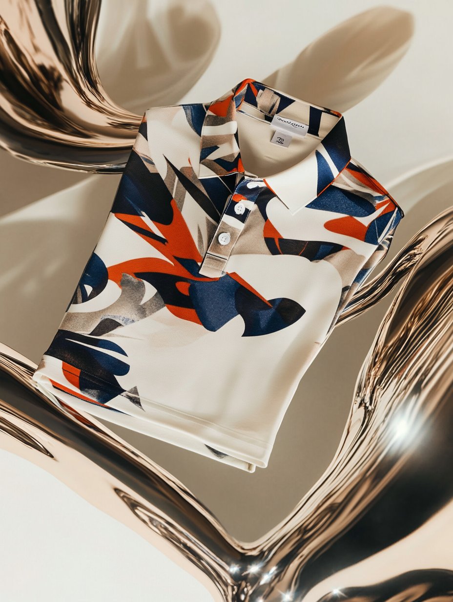 Camisa polo ejecutivo de lujo estampado Button de manga corta para hombre