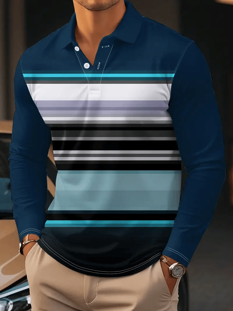 Camisa polo ejecutivo Light de lujo a rayas estampado solapa para hombre