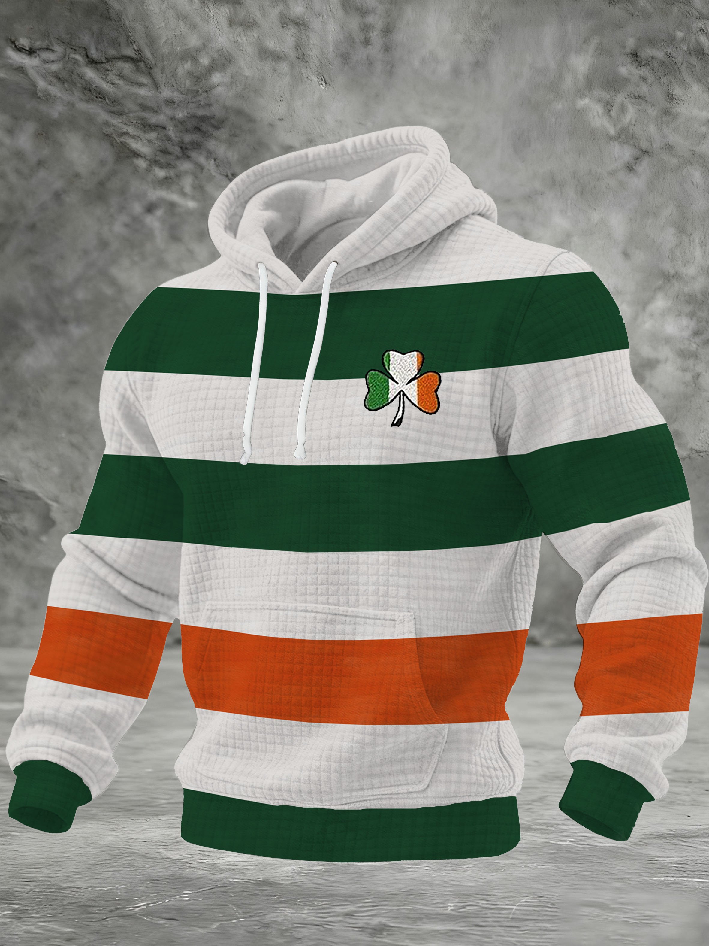 Sudadera retro St Patrick's Day estampado con gorrasucha para hombre