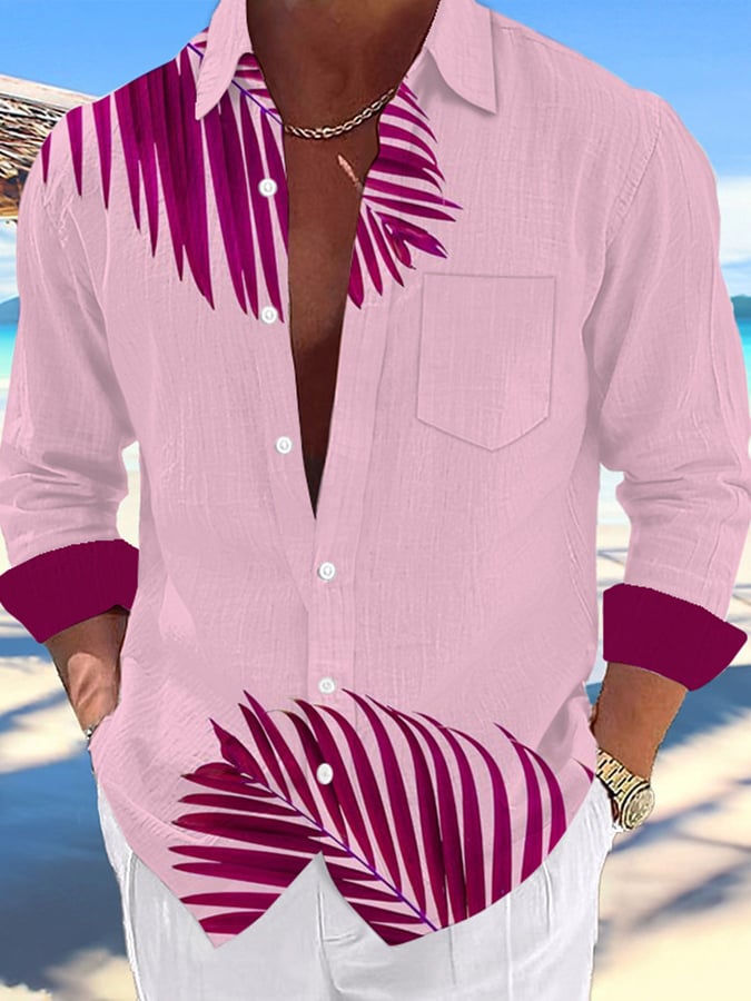 Camisa Hawaiian Palm Tree de moda estampado Resort casual para hombre