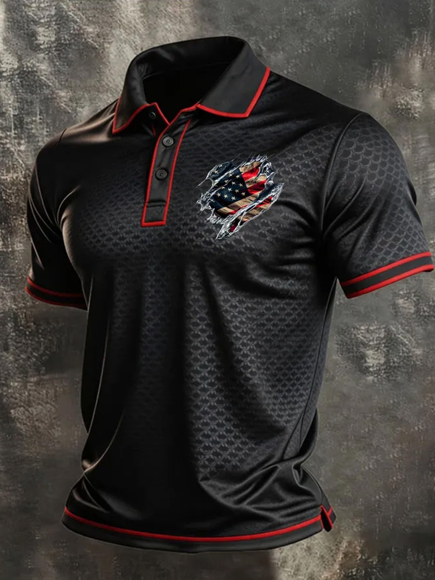 Camisa polo American Flag estampado para hombre