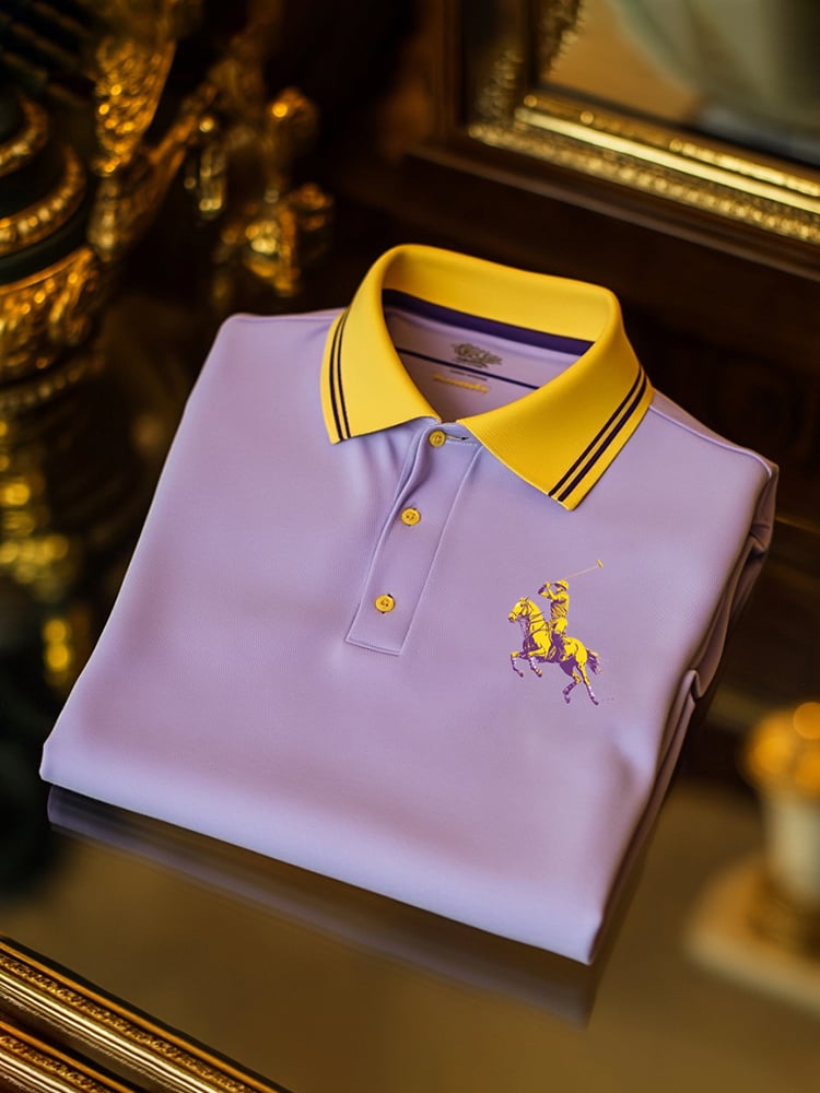 Camisa polo clásico ejecutivo Check Logo Button de manga corta para hombre