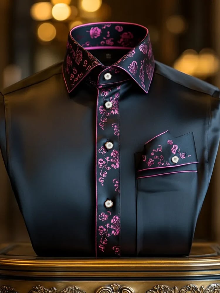 Camisa seda ejecutivo de lujo de manga larga para hombre