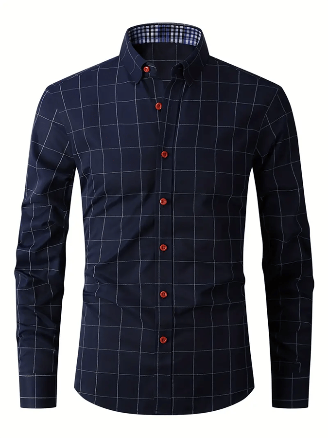 para hombre Plaid ejecutivo casual camisa