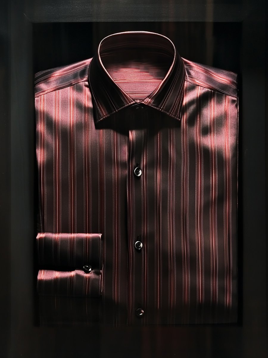 Camisa seda rayas de lujo ejecutivo de manga larga para hombre