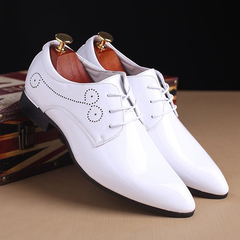 para hombre English Gentlepara hombre Glossy ejecutivo Attire Pointed PU Leather zapatos