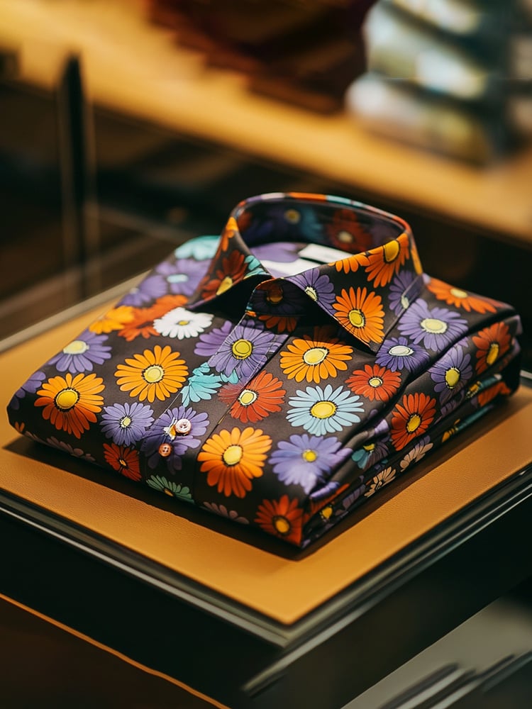 Camisa ejecutivo de lujo floral estampado de manga corta para hombre