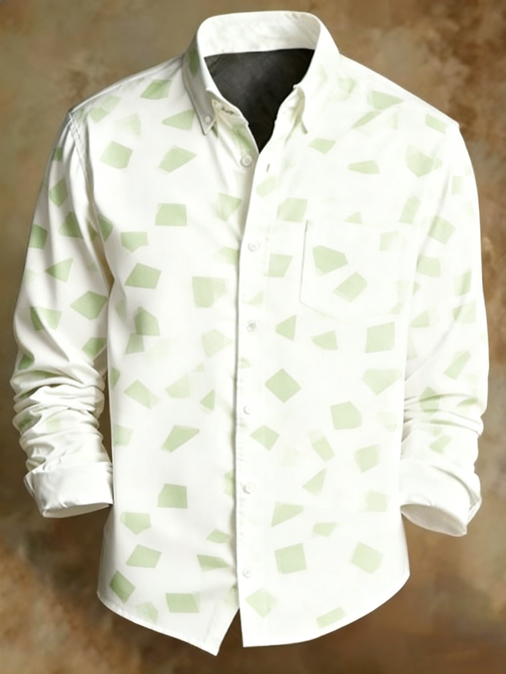 Camisa retro Abstract Art estampado diseño ejecutivo Style para hombre