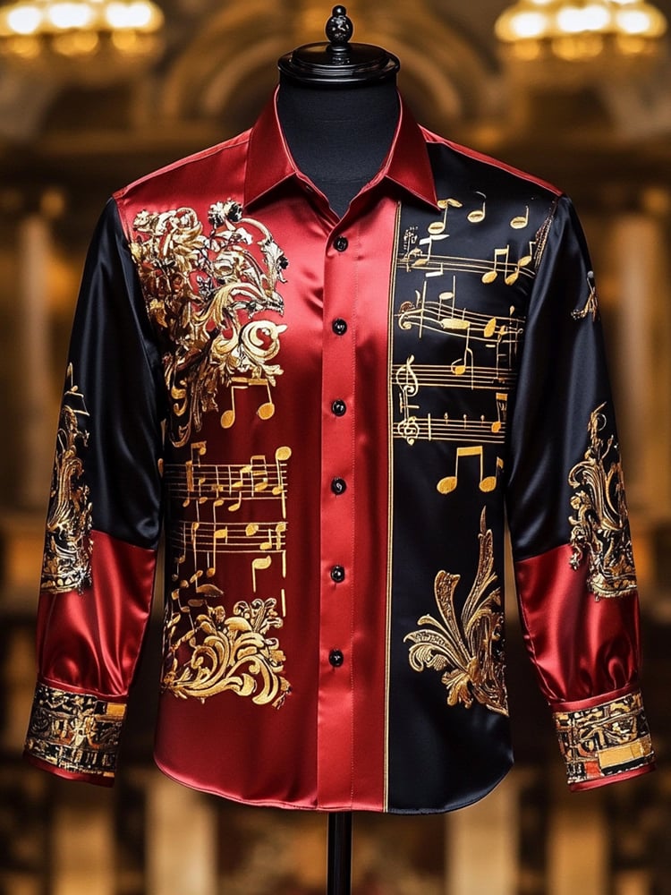 Camisa satén Luxe de manga larga con botones para hombre