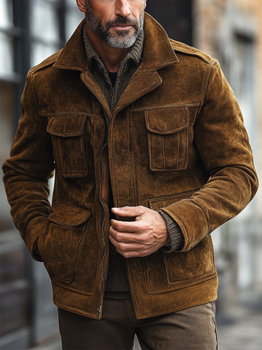 Chaqueta casual Western gamuza abrigo para hombre