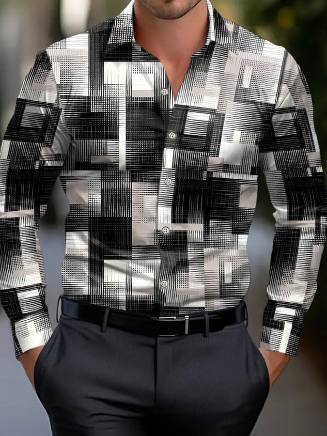 Camisa geométrico estampado ejecutivo para hombre