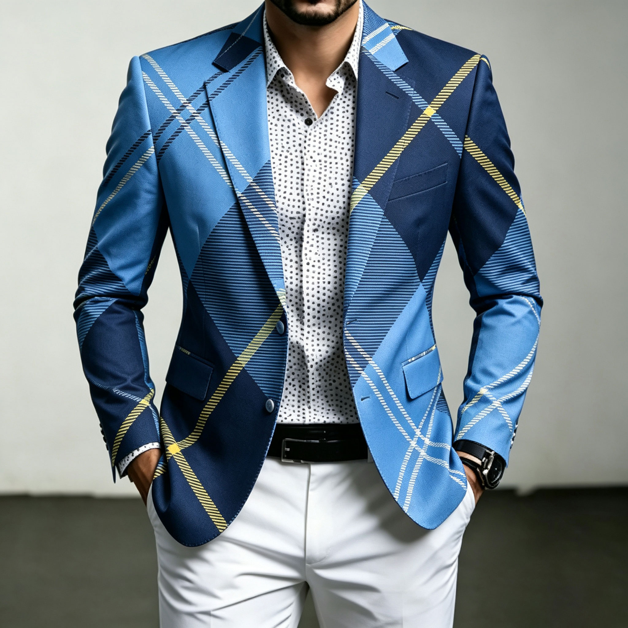 para hombre Two-Tone estampado saco