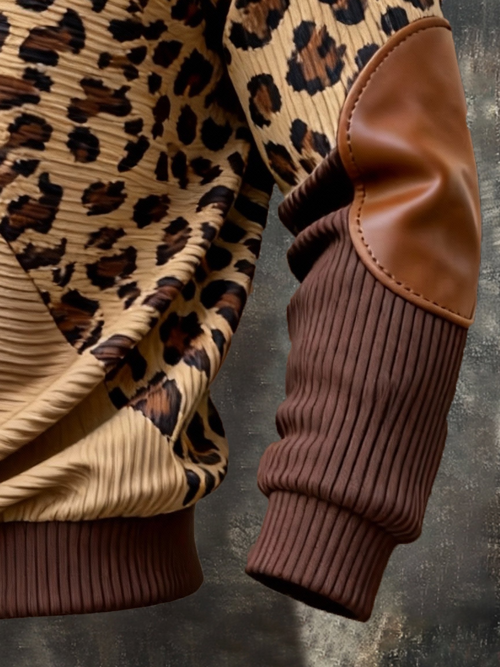 Sudadera retro en bloques de color estampado Fur cuello para hombre