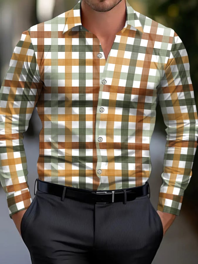 Camisa Check diseño estampado ejecutivo para hombre