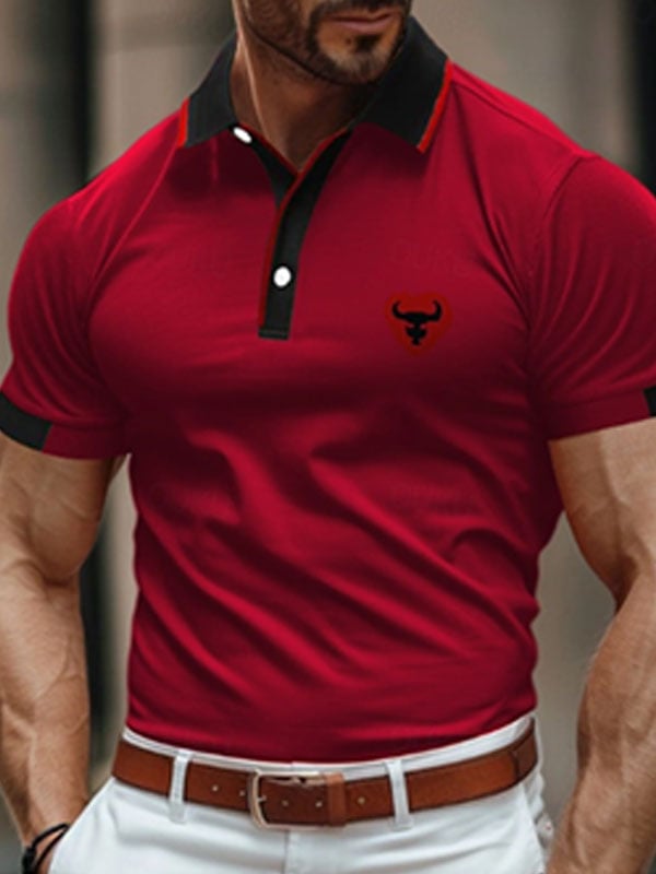 Camisa polo ejecutivo casual a rayas Button de manga corta para hombre