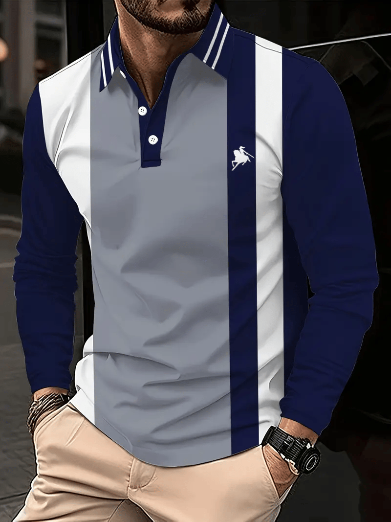 Ejecutivo casual a rayas con botones Polo para hombre
