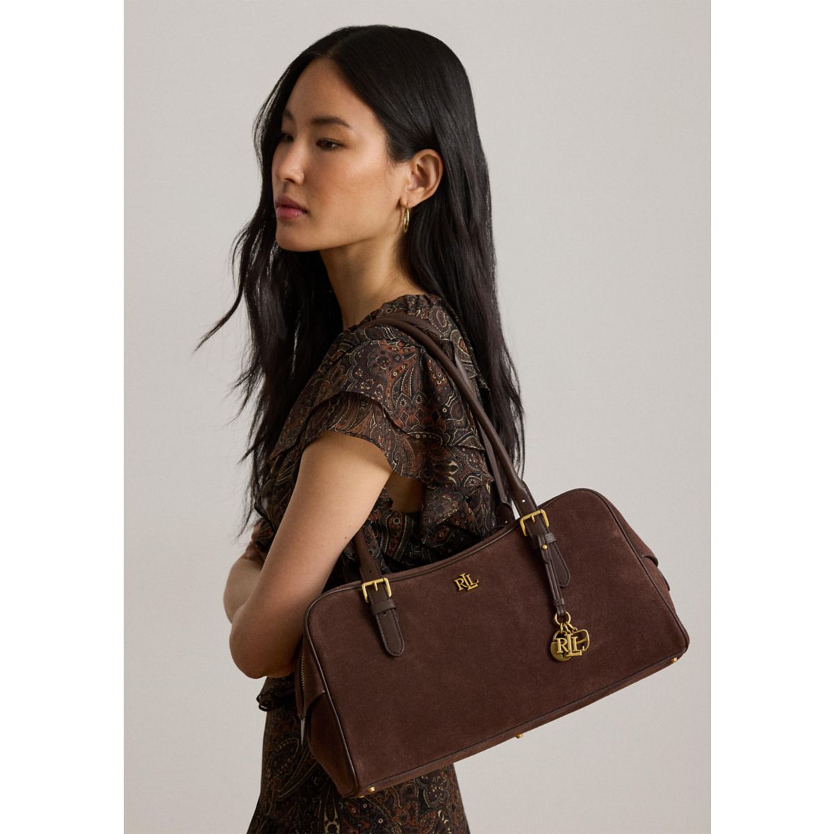 Suede Large Marcy Zip Satchel Bag - 7
