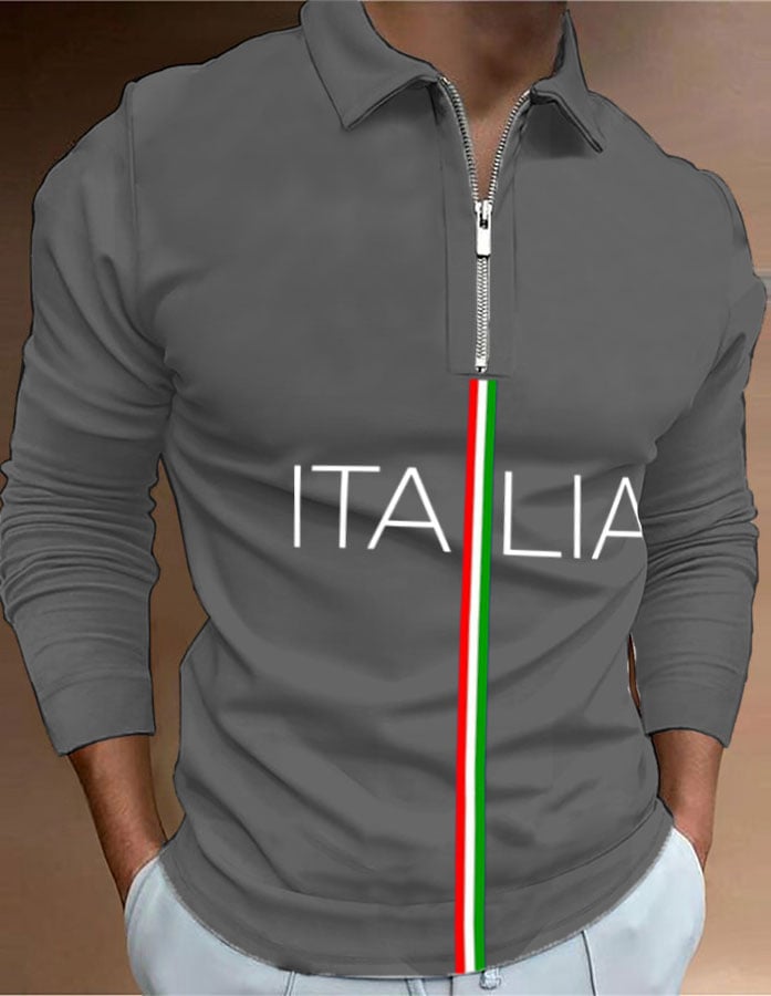 Camisa polo "Italy" estampado con cierre para hombre
