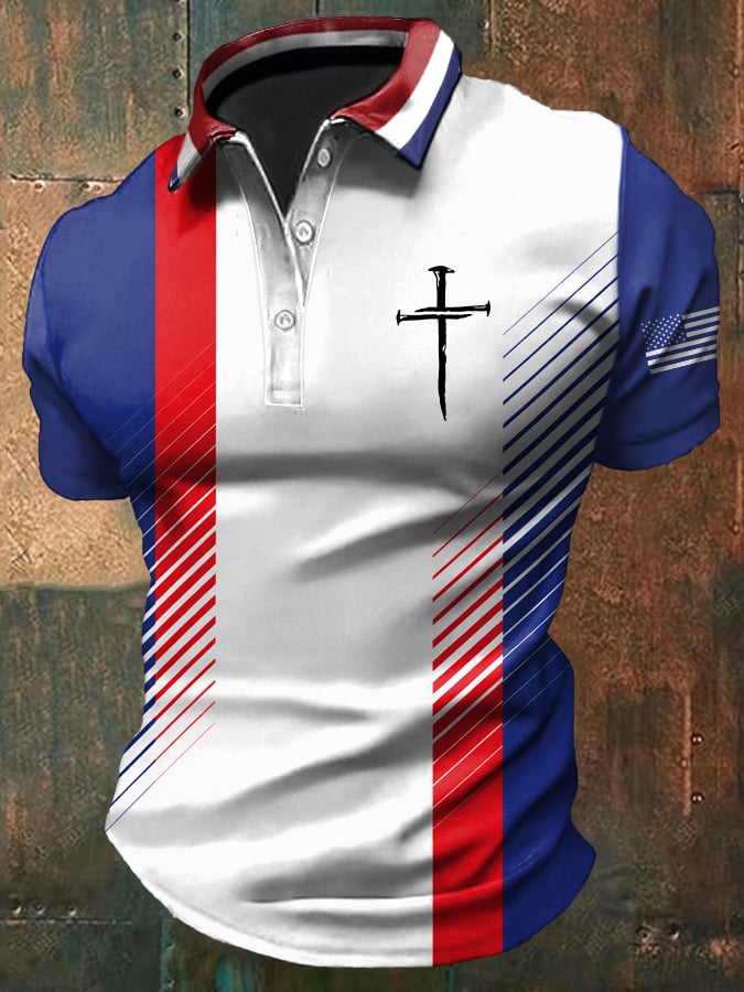 Camisa polo Faith-estampado casual para hombre