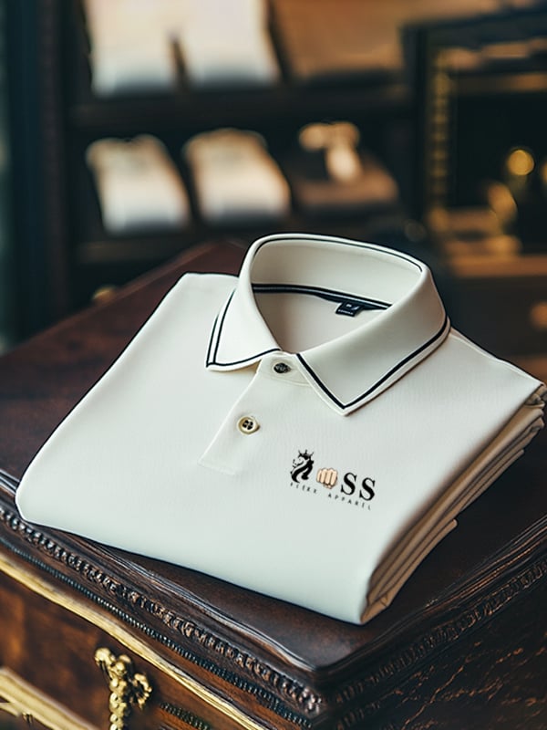Camisa polo ejecutivo Logo estampado solapa para hombre