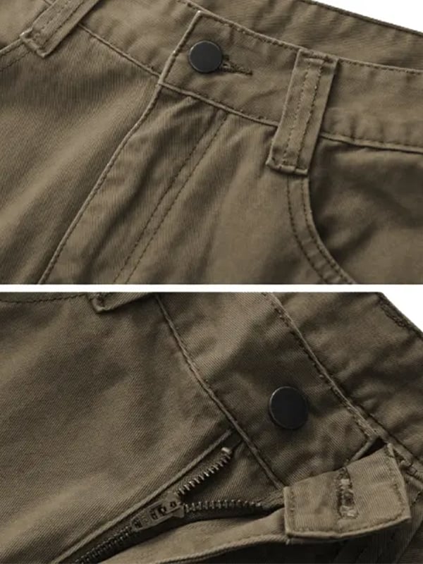 Vintage tejido para exterior Multi-bolsillo Overalls para hombre