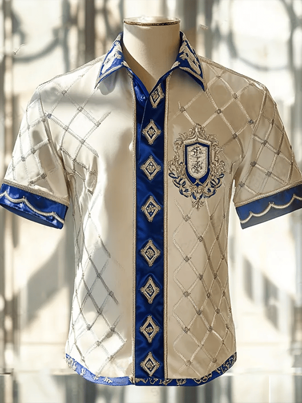 Camisa ejecutivo Luxe estampado de manga corta para hombre
