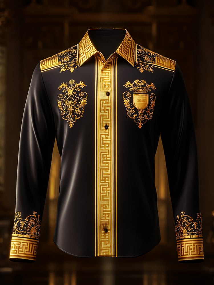 Camisa satén Luxe de manga larga con botones para hombre