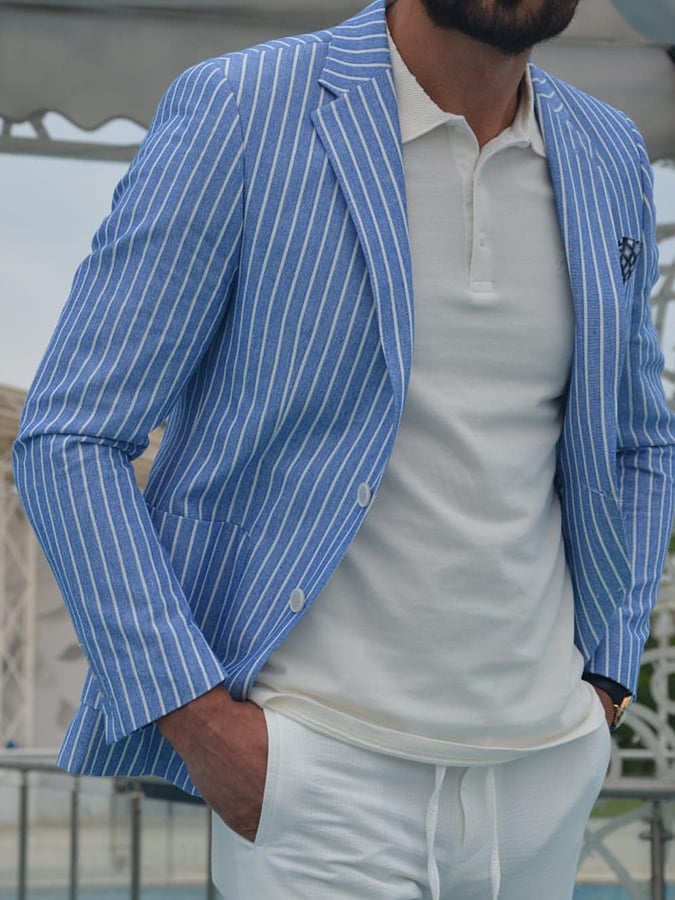 Saco a rayas Thin casual para hombre