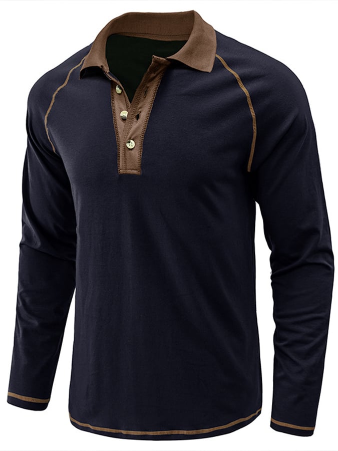 Camisa polo Athletic casual Raglan Sleeve Half Button