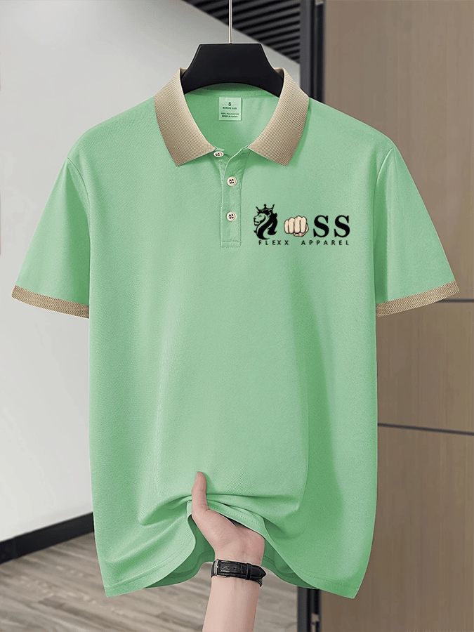 Camisa polo retro Letter Design estampado casual para hombre