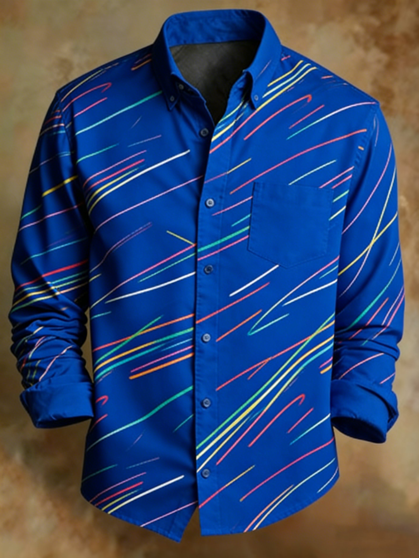 Retro Abstract Lines Princamiseta para hombre