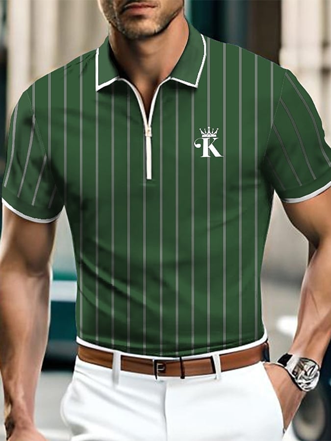 De moda Contrast Color cierre Polo